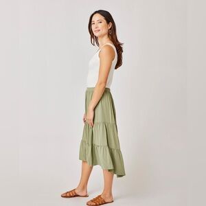 Carve Designs Sage Tiered Midi Skirt green
